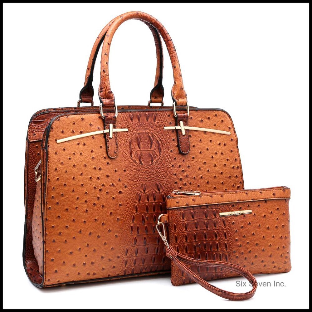 Vegan Leather Satchel Purse Set with Adjustable Strap Classic Elegant Tote